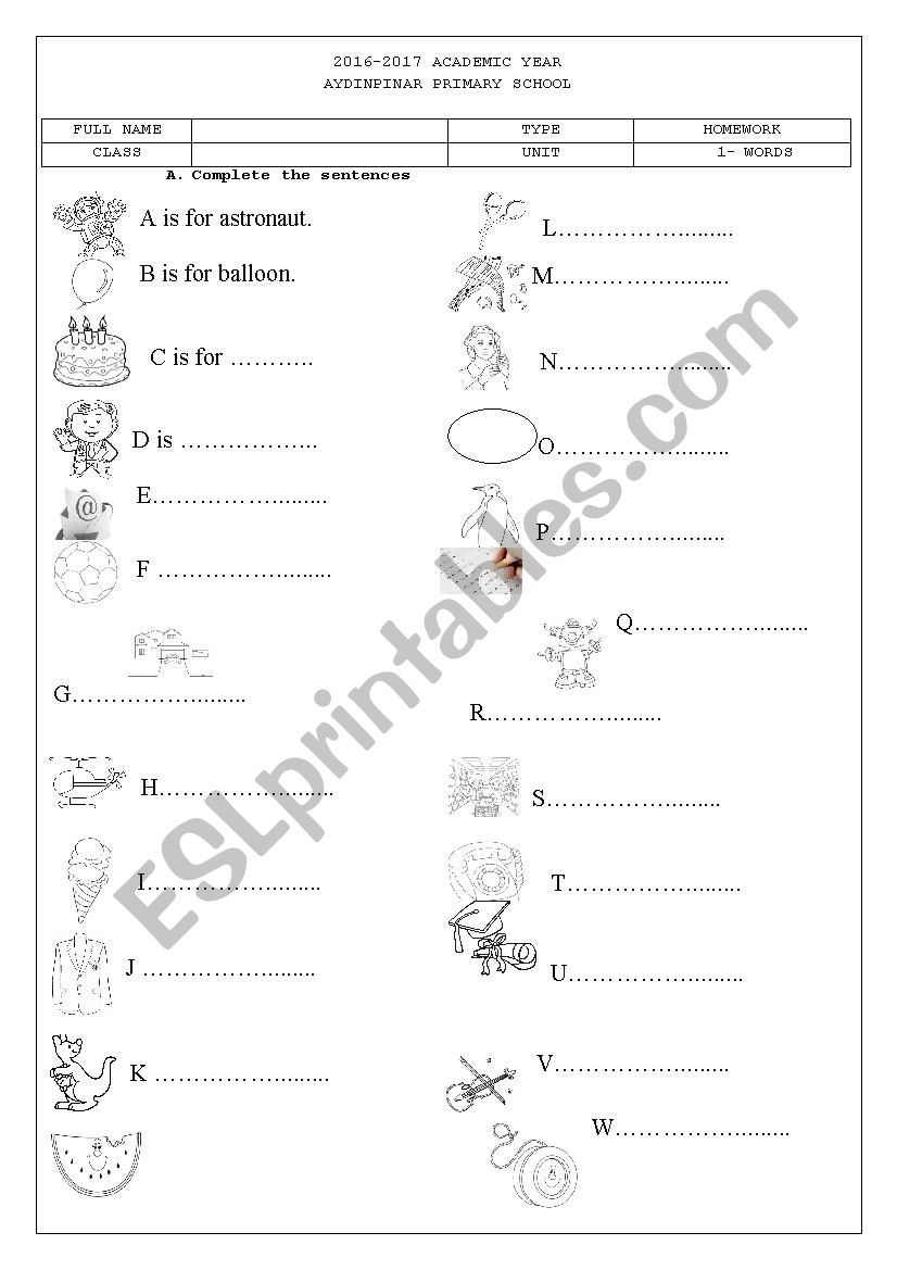 ALPHABET - 2ND GRADES UNIT 1 worksheet