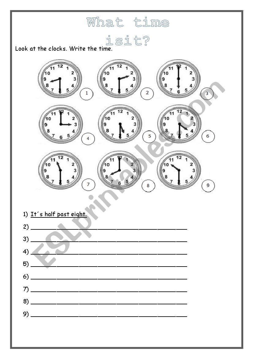 telling the time worksheet