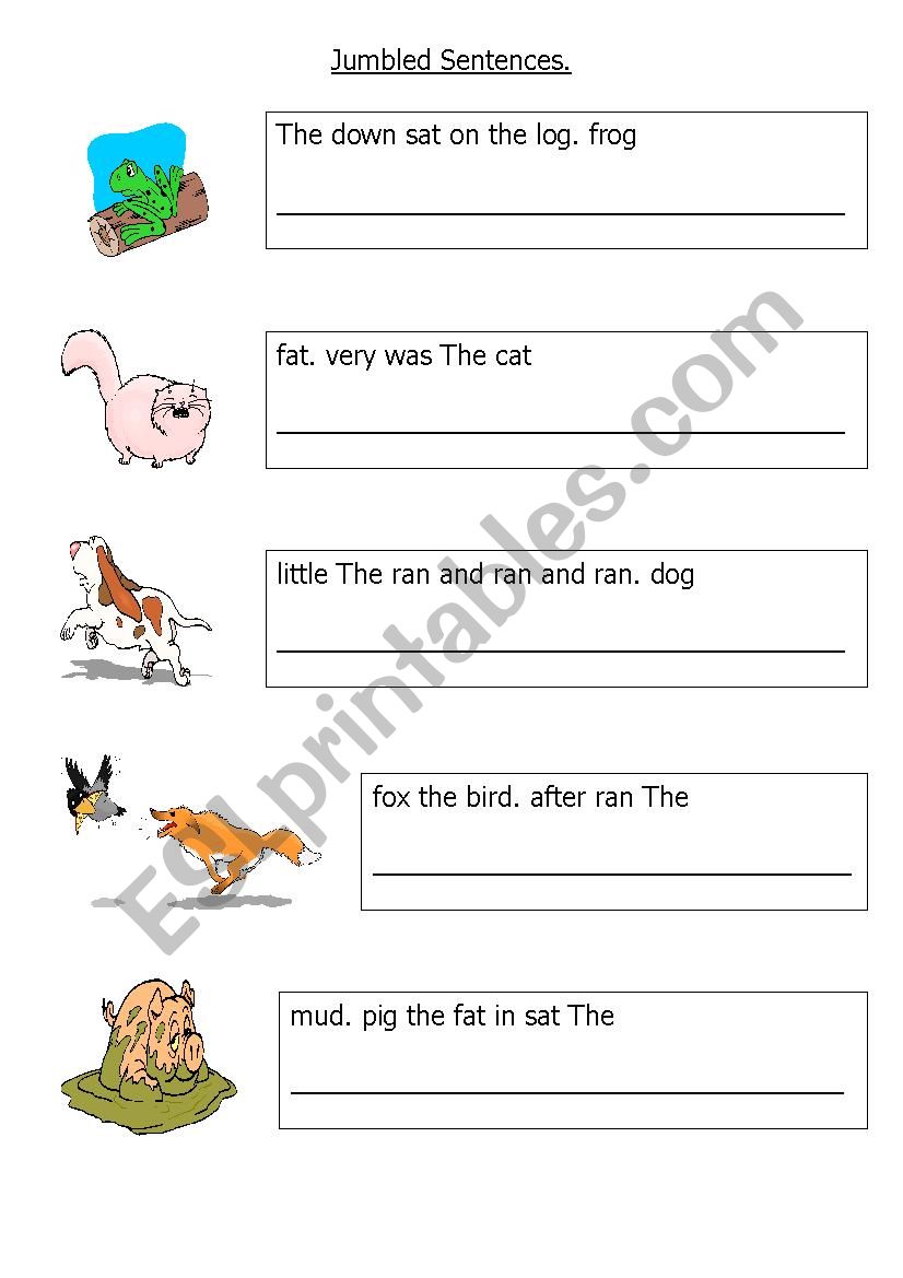 Word order in sentences worksheet