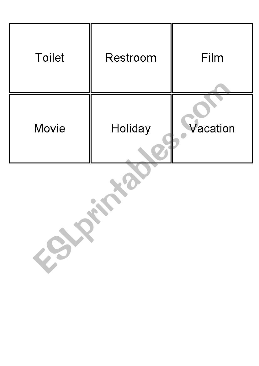 British and American English worksheet