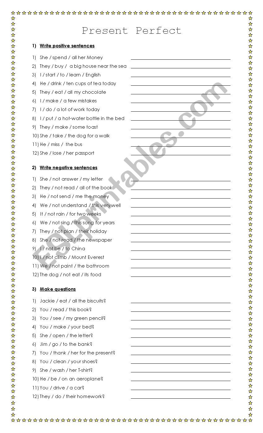 Present Perfect worksheet