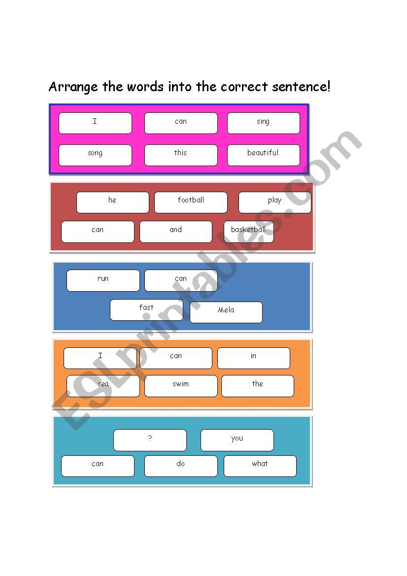 Can in expressing ability worksheet