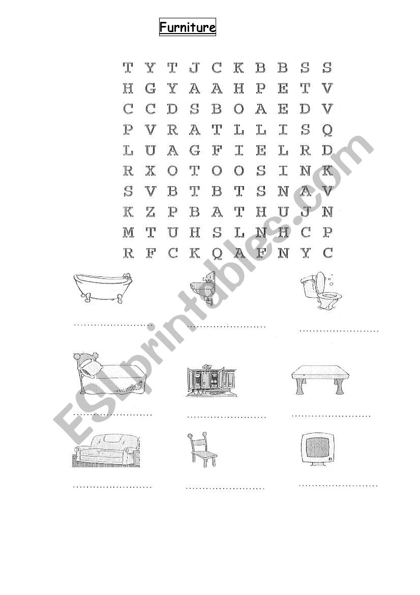 House furniture worksheet