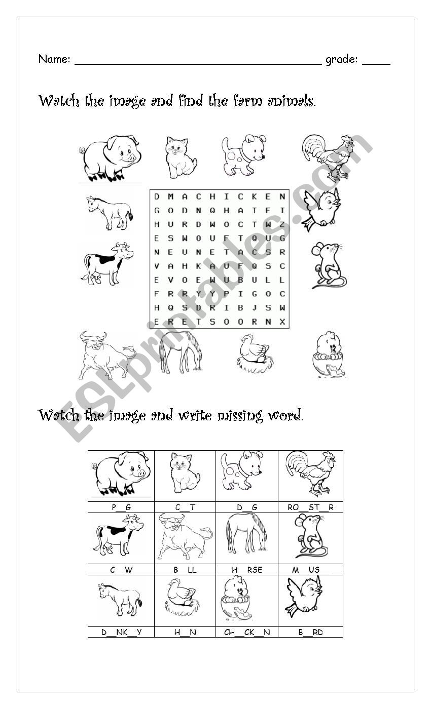 farm animals worksheet 2 worksheet