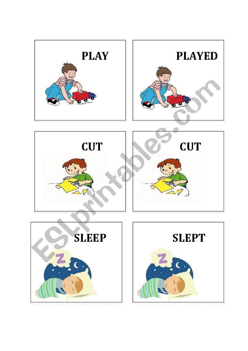 memory game (verbs) worksheet
