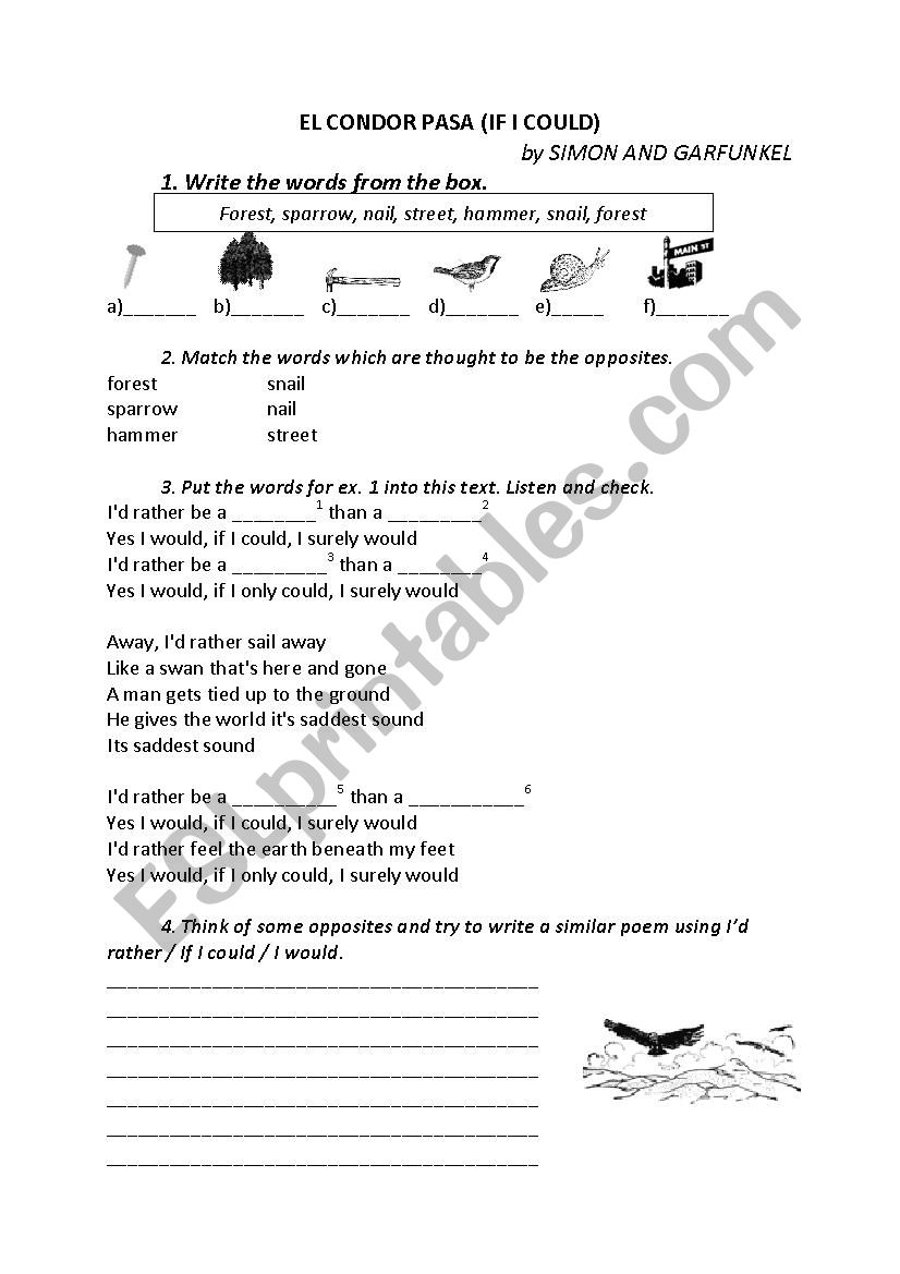 SONGS worksheet