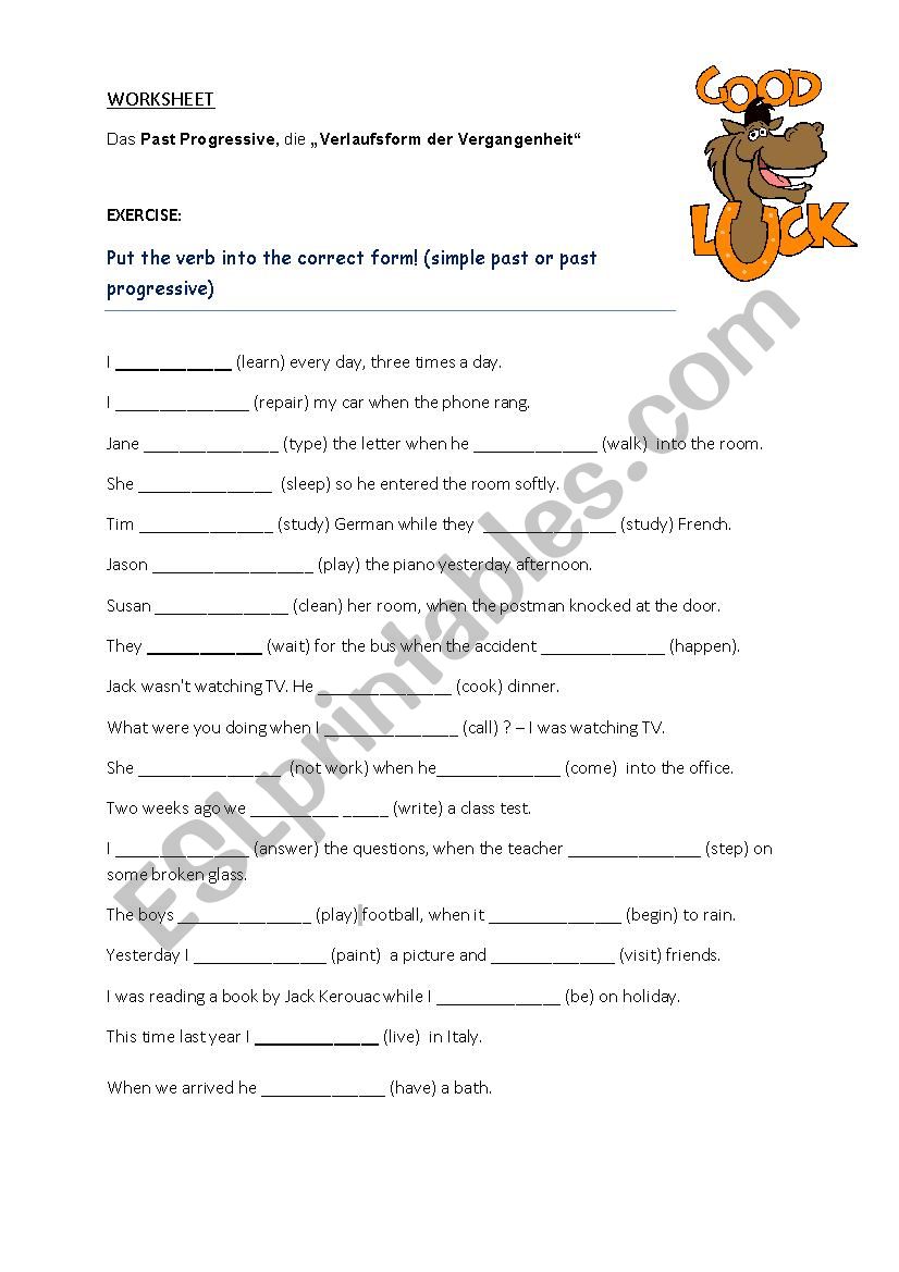 Past continuous worksheet worksheet