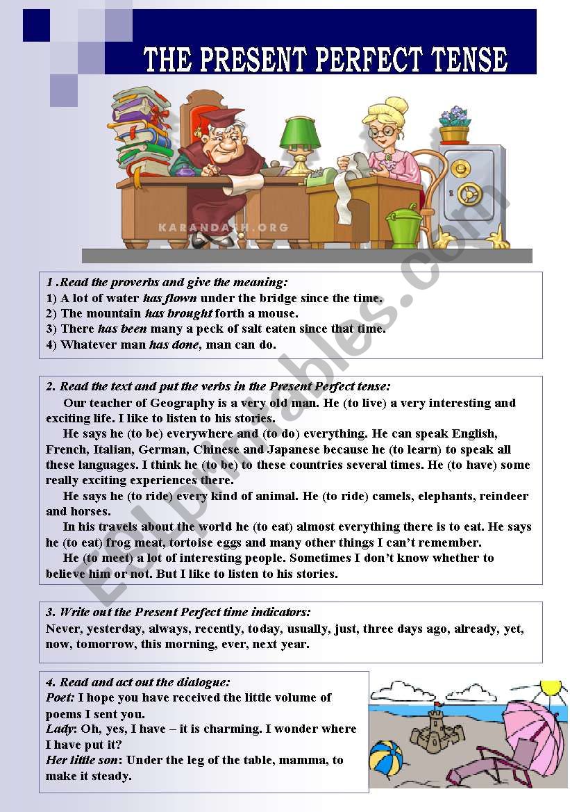 THE PRESENT PERFECT TENSE worksheet