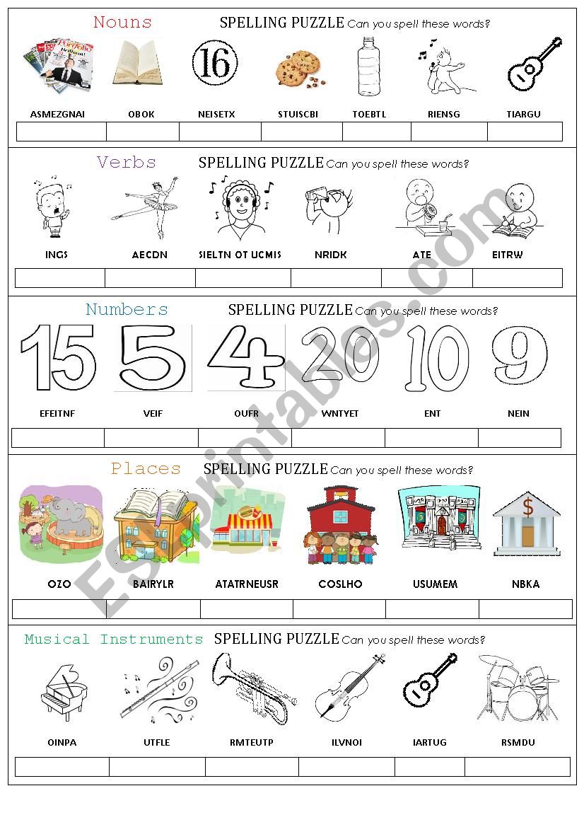 SPELLING PUZZLES worksheet