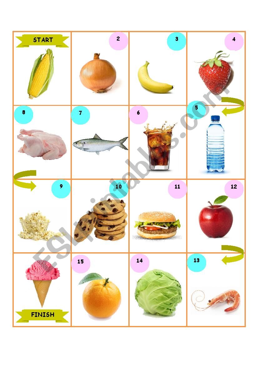 Food Board Game for Children worksheet