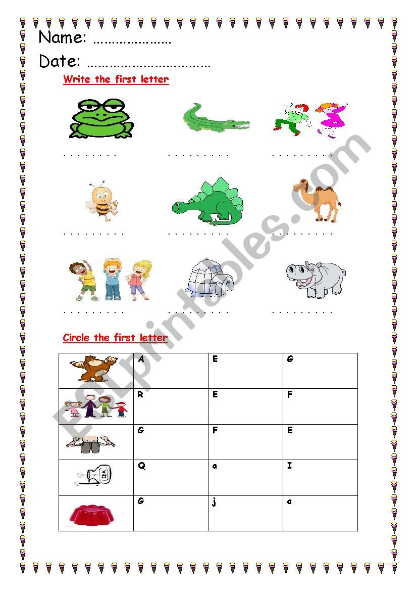 phonics a : k worksheet