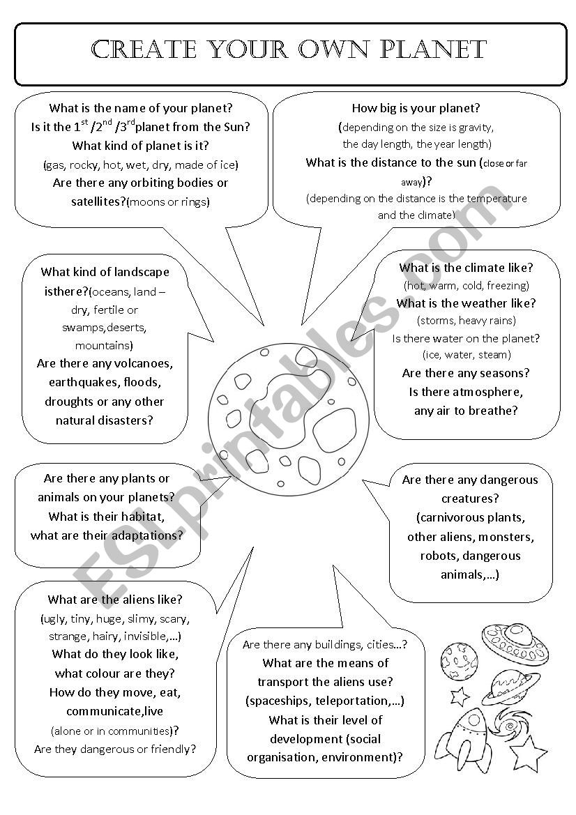 CREATE YOUR OWN PLANET worksheet