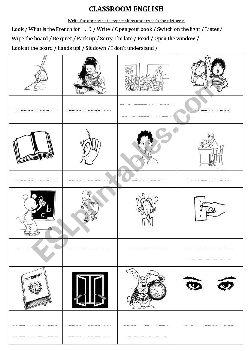 CLASSROOM ENGLISH worksheet