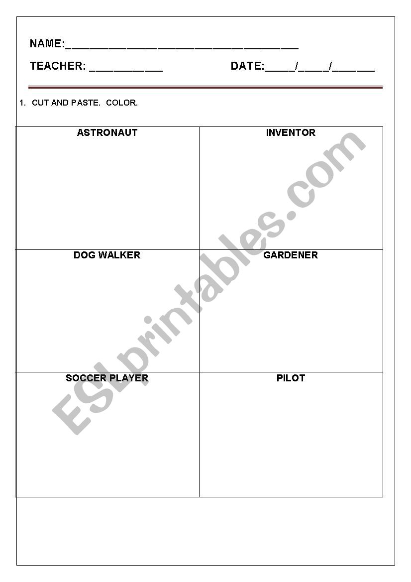 Jobs worksheet