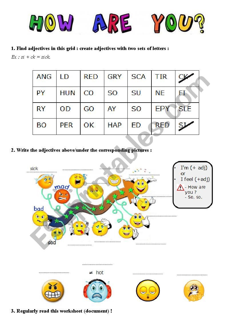 How are you? worksheet