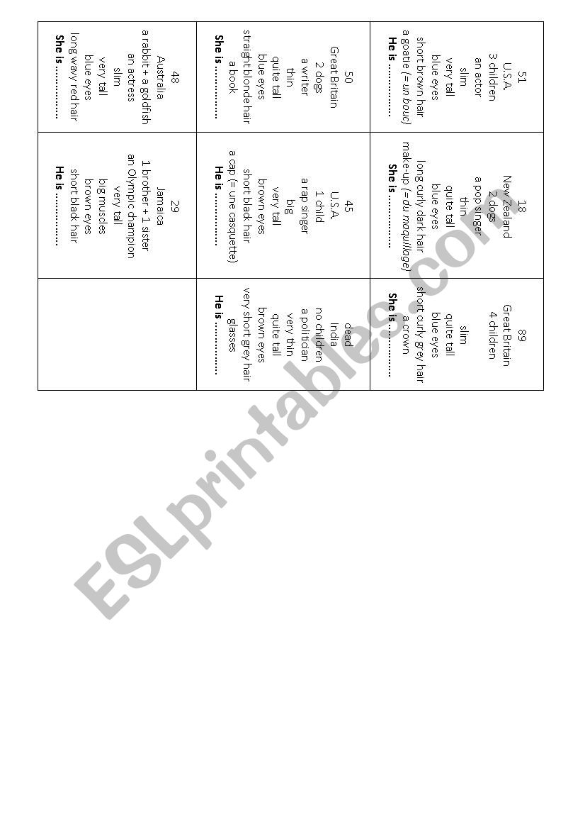 Celebrity guess who speaking cards