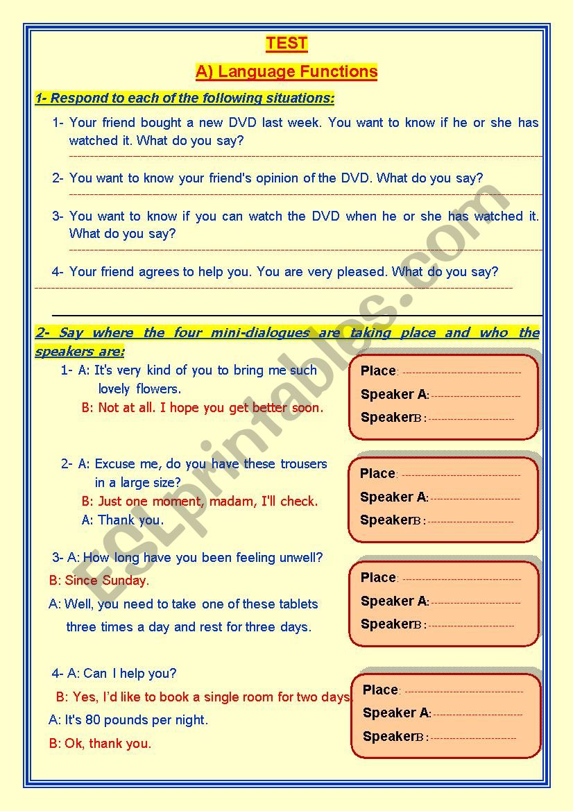 Test ( Functions ) worksheet