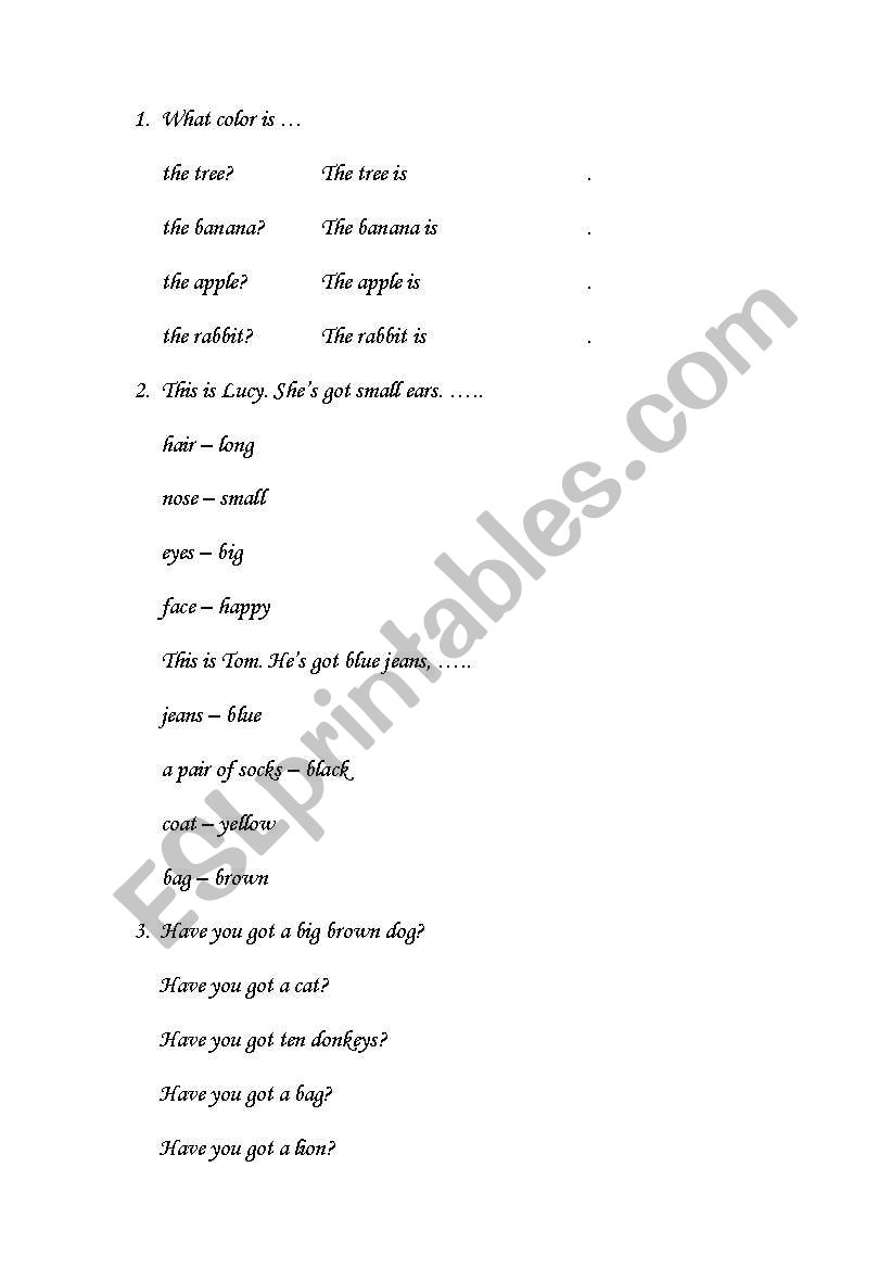 Grammar Test for Kids worksheet