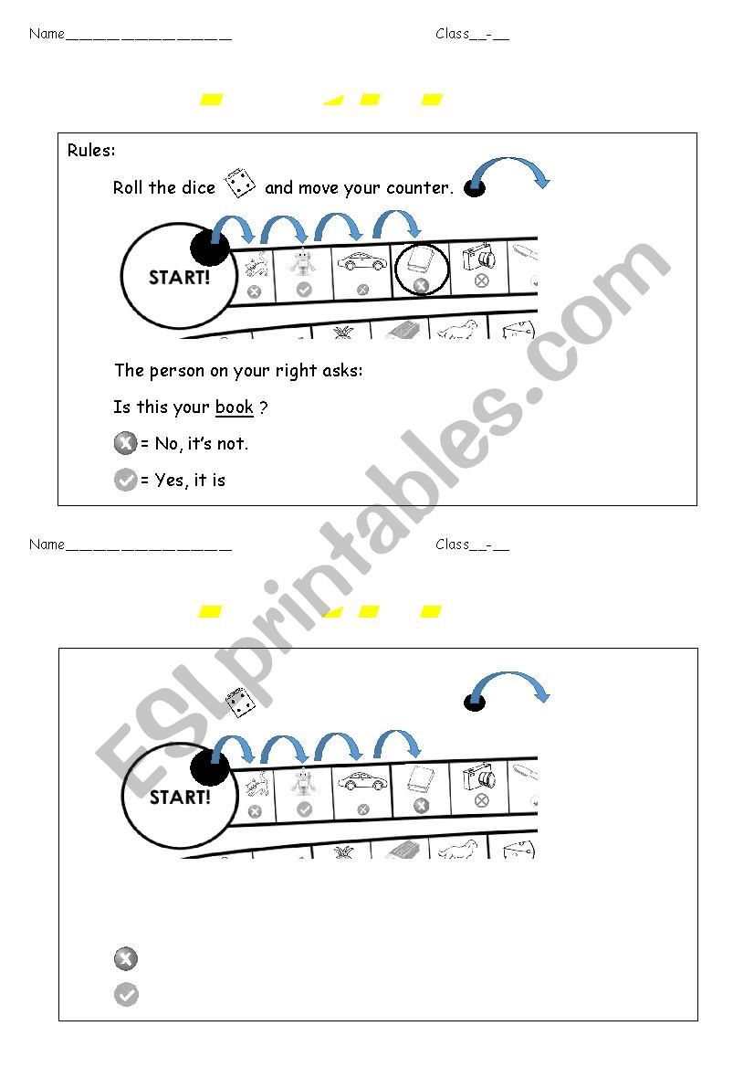 Explanation sheet for the Is this your ~ ? board game activity. 