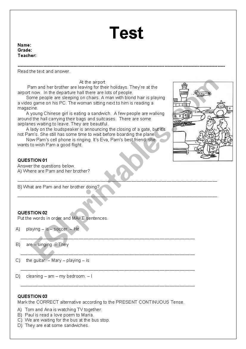 English test 6th grade new worksheet