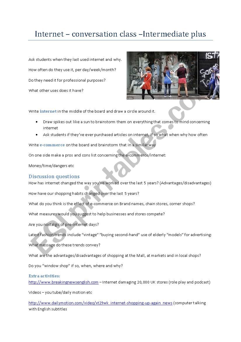 INTERNET worksheet