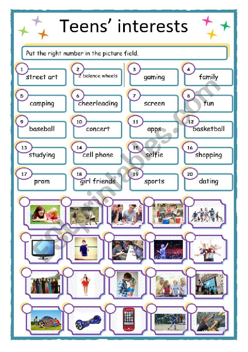 esl-teens-and-their-interests-i-esl-worksheet-by-interest