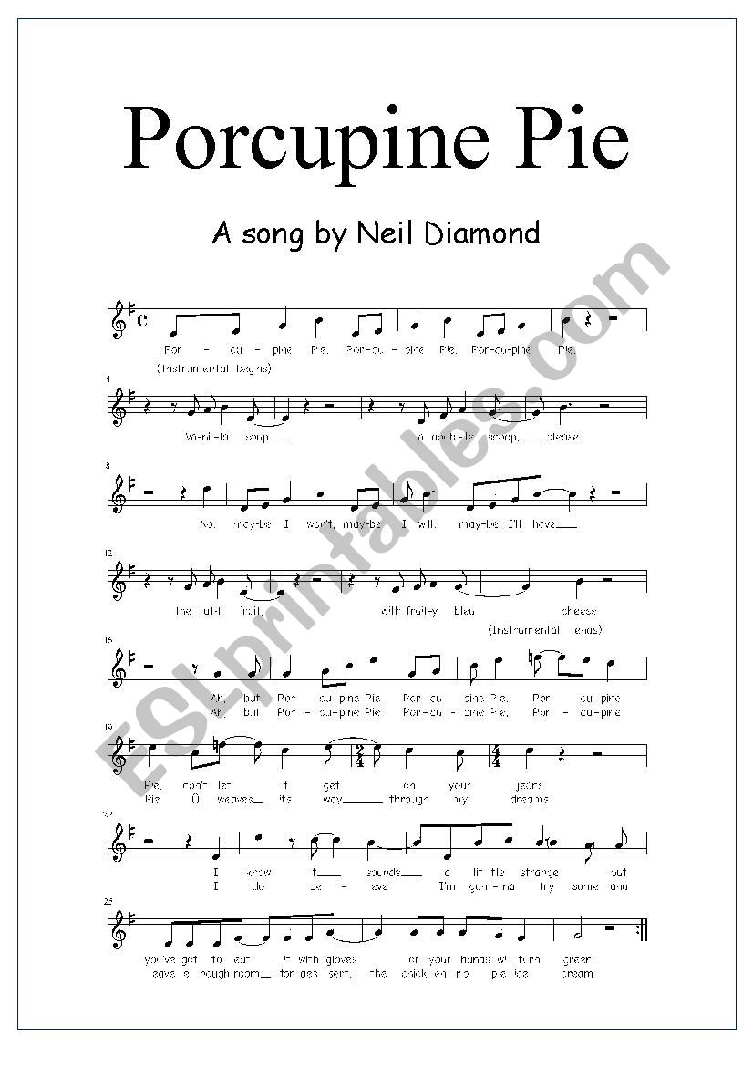 Porcupine Pie part 3 worksheet