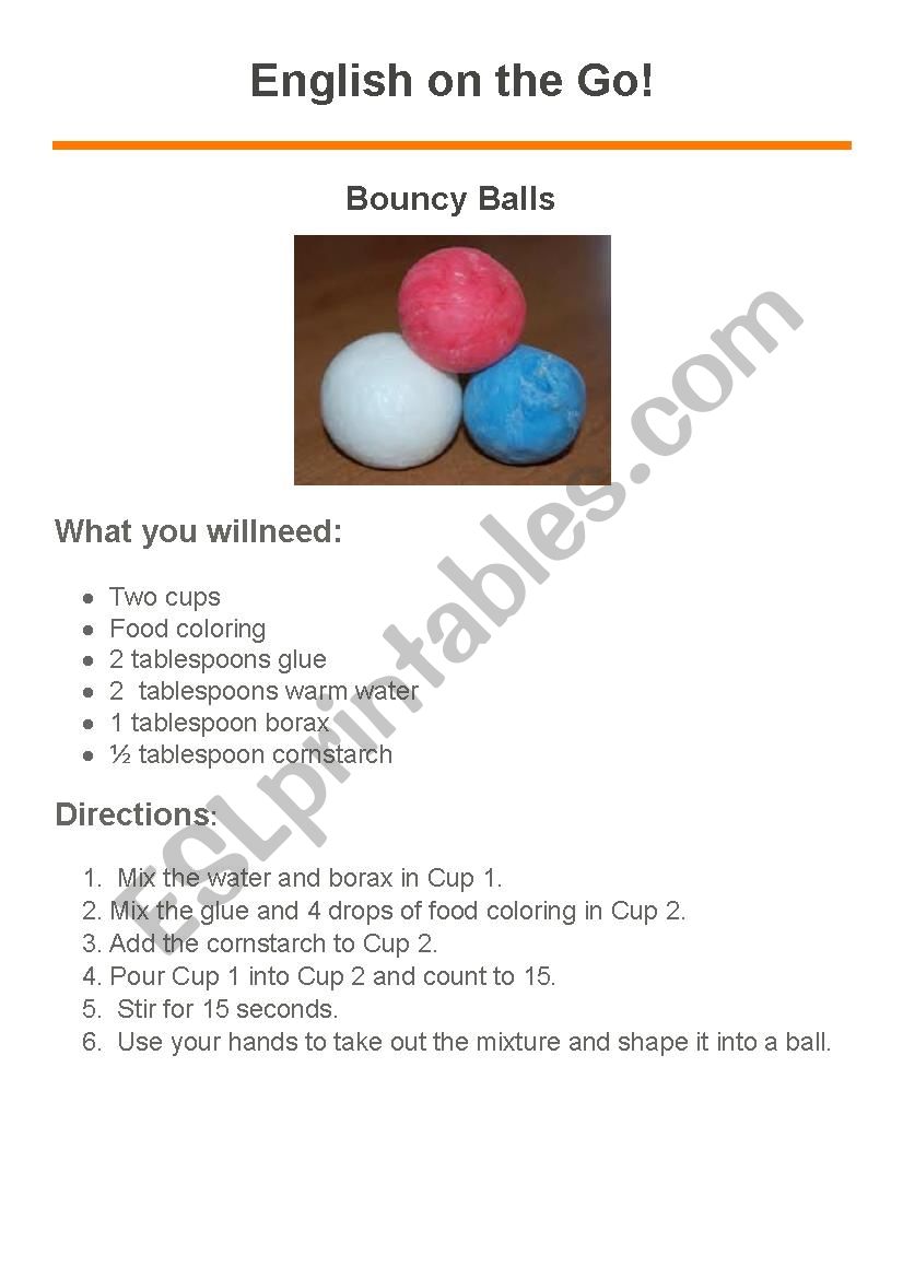 DIY Bouncy Balls (PBL ESL activity)