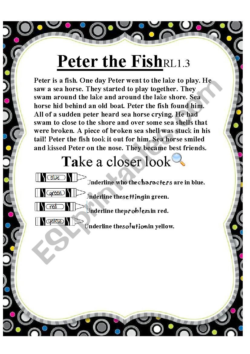 Reading Literature First grade RL1.3 Character, Setting, Problem, Solution