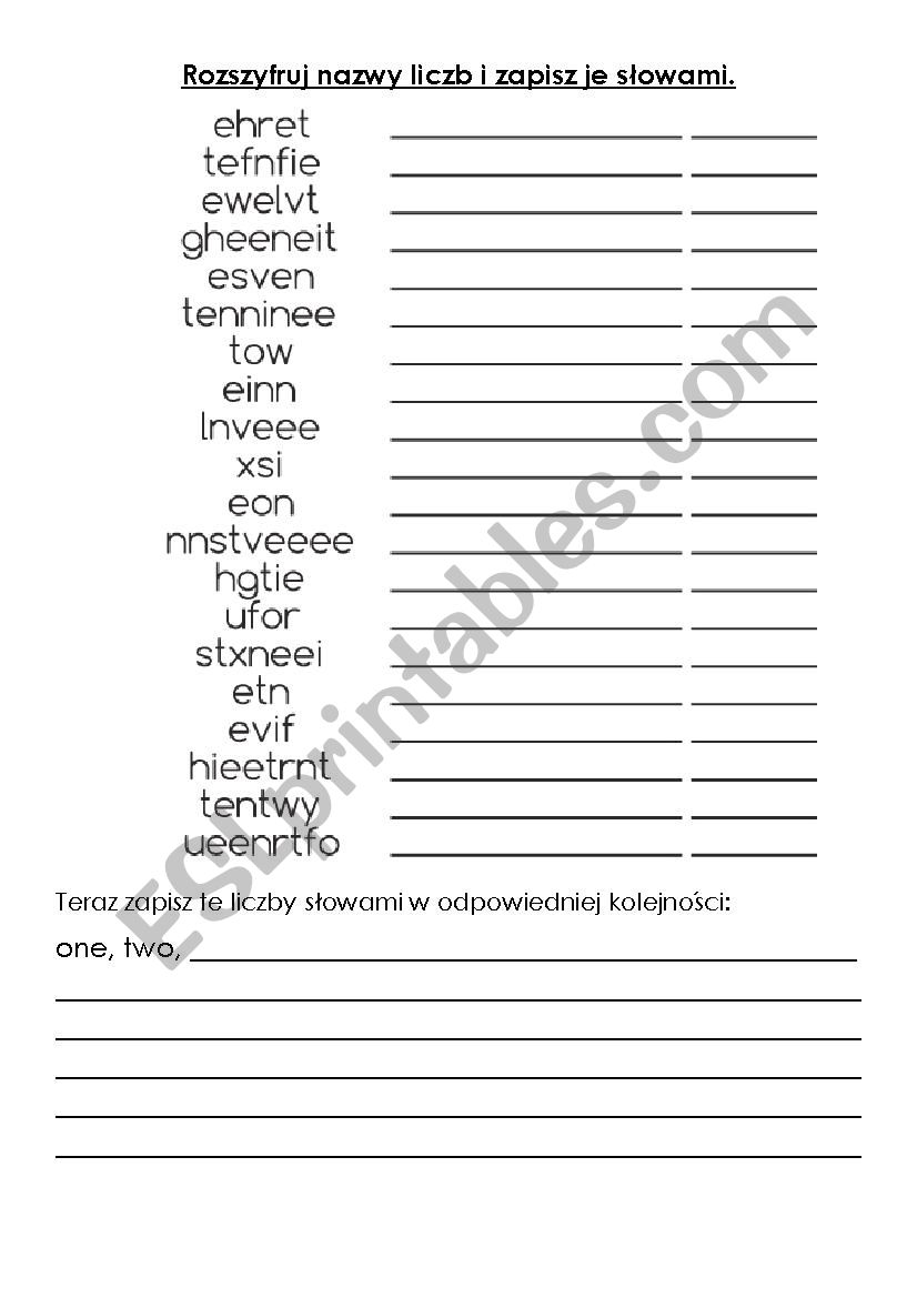 decode the numbers worksheet