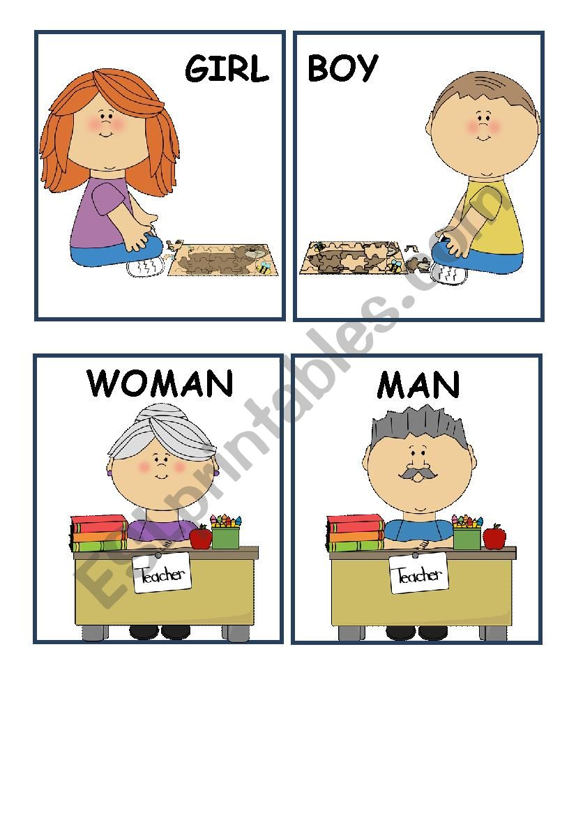 Boy Girl Man Woman worksheet