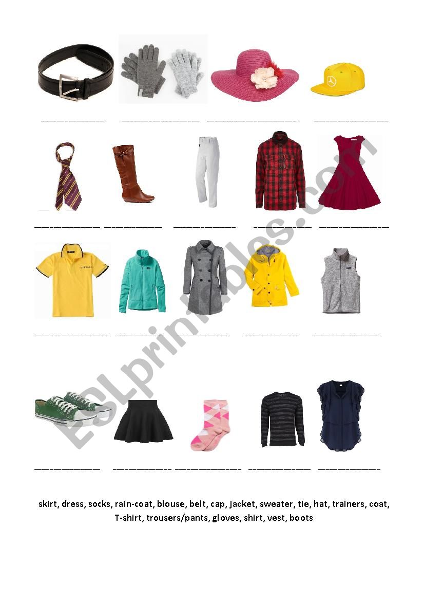 Clothes worksheet