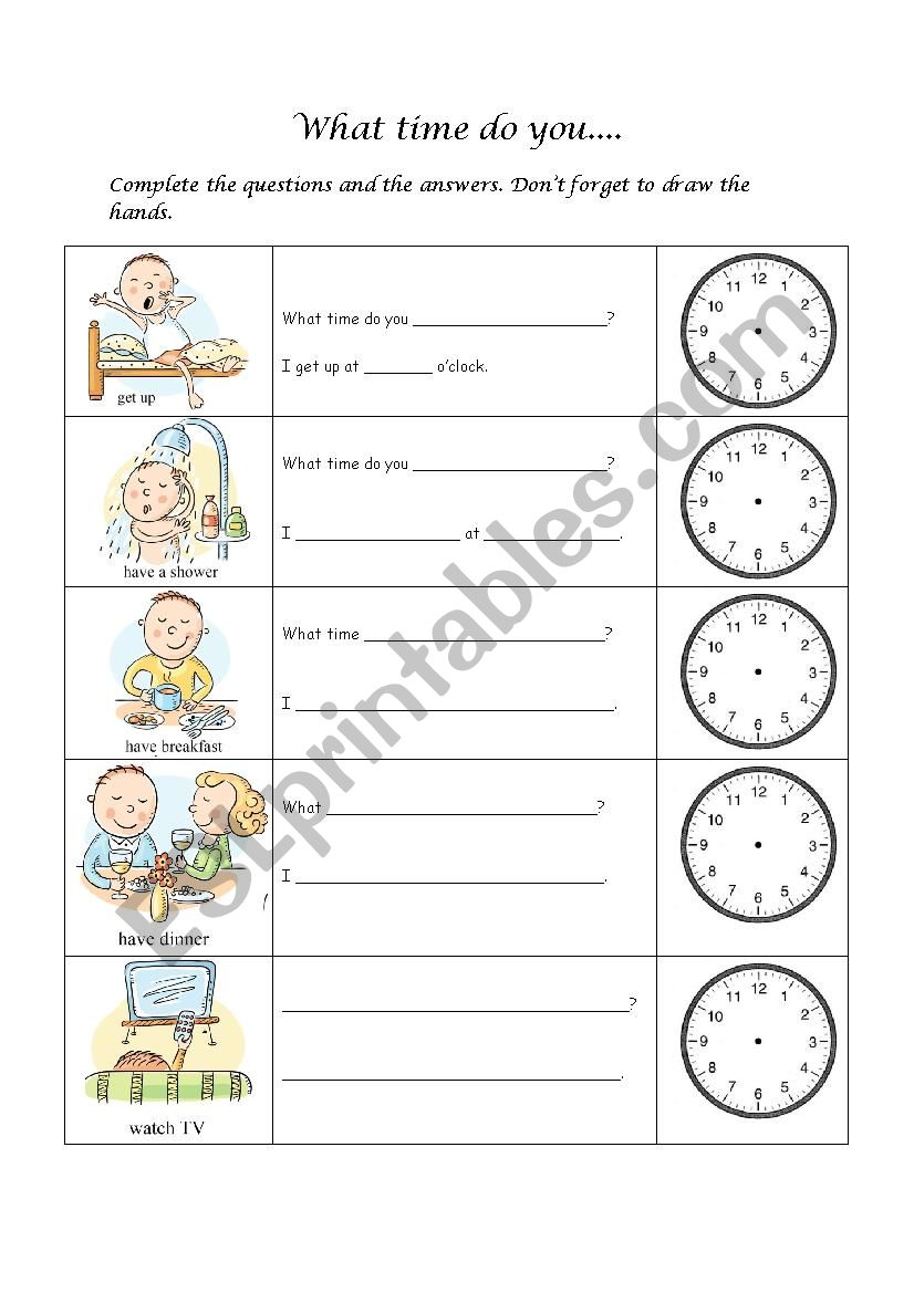 What time do you... worksheet