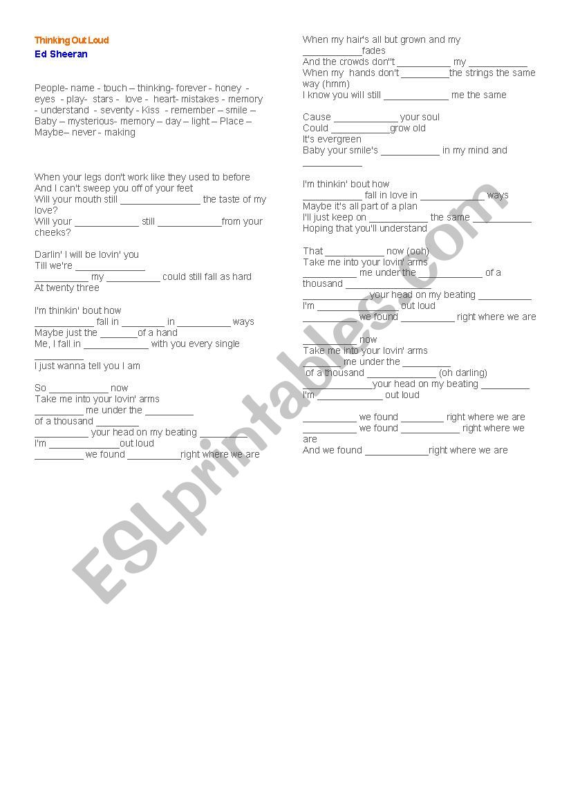 music class - ed sheeran worksheet