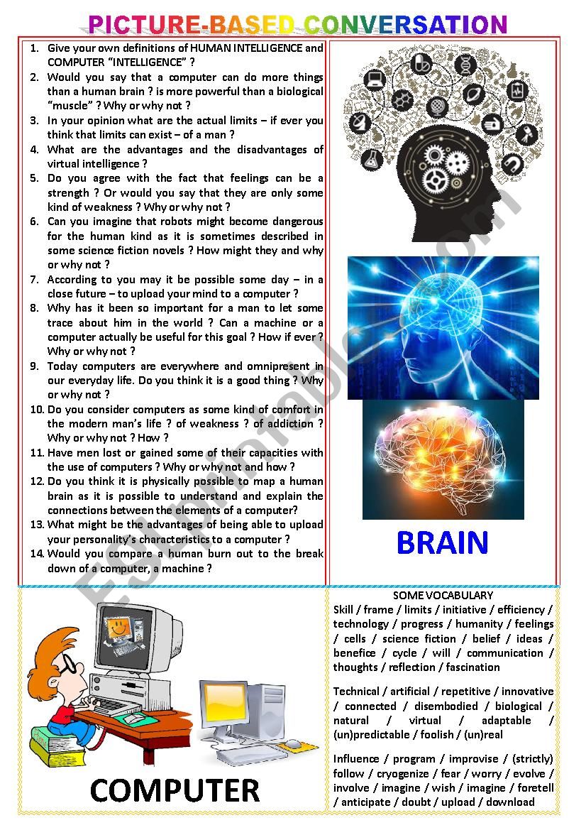 Picture-based conversation : topic 102 - Brain vs computer