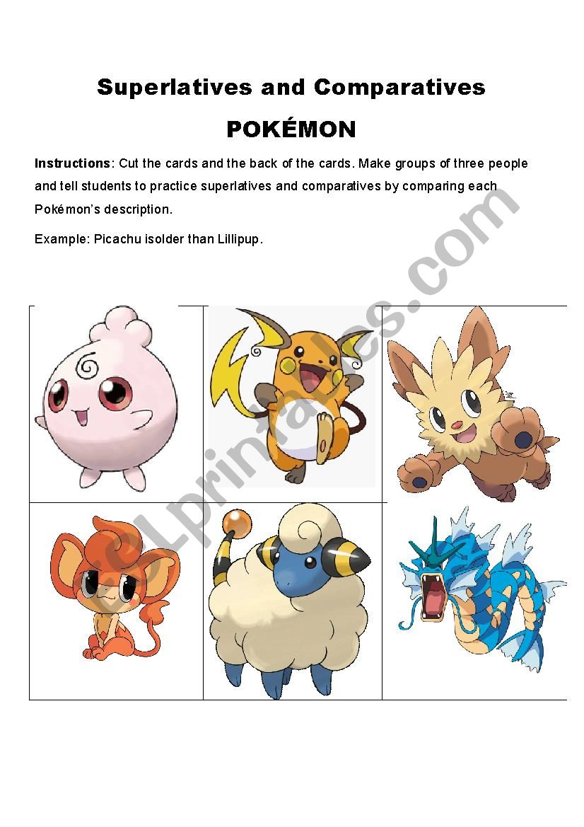 POKEMON: COMPARATIVE AND SUPERLATIVE CARDS