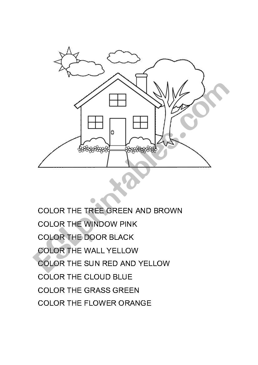 COLORING THE HOUSE worksheet