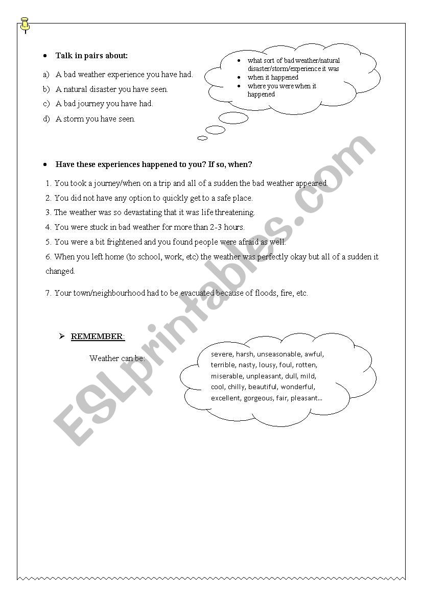 TALK ABOUT THE WEATHER worksheet