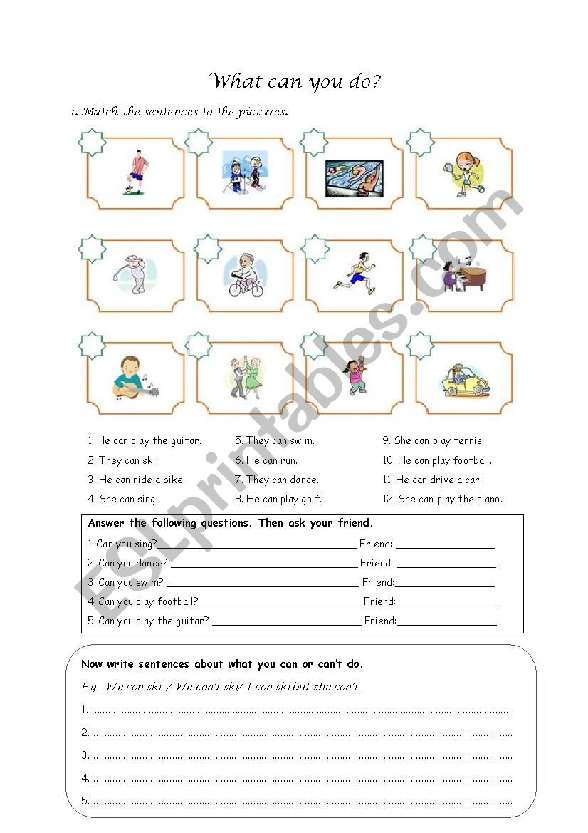 What can you do?  worksheet