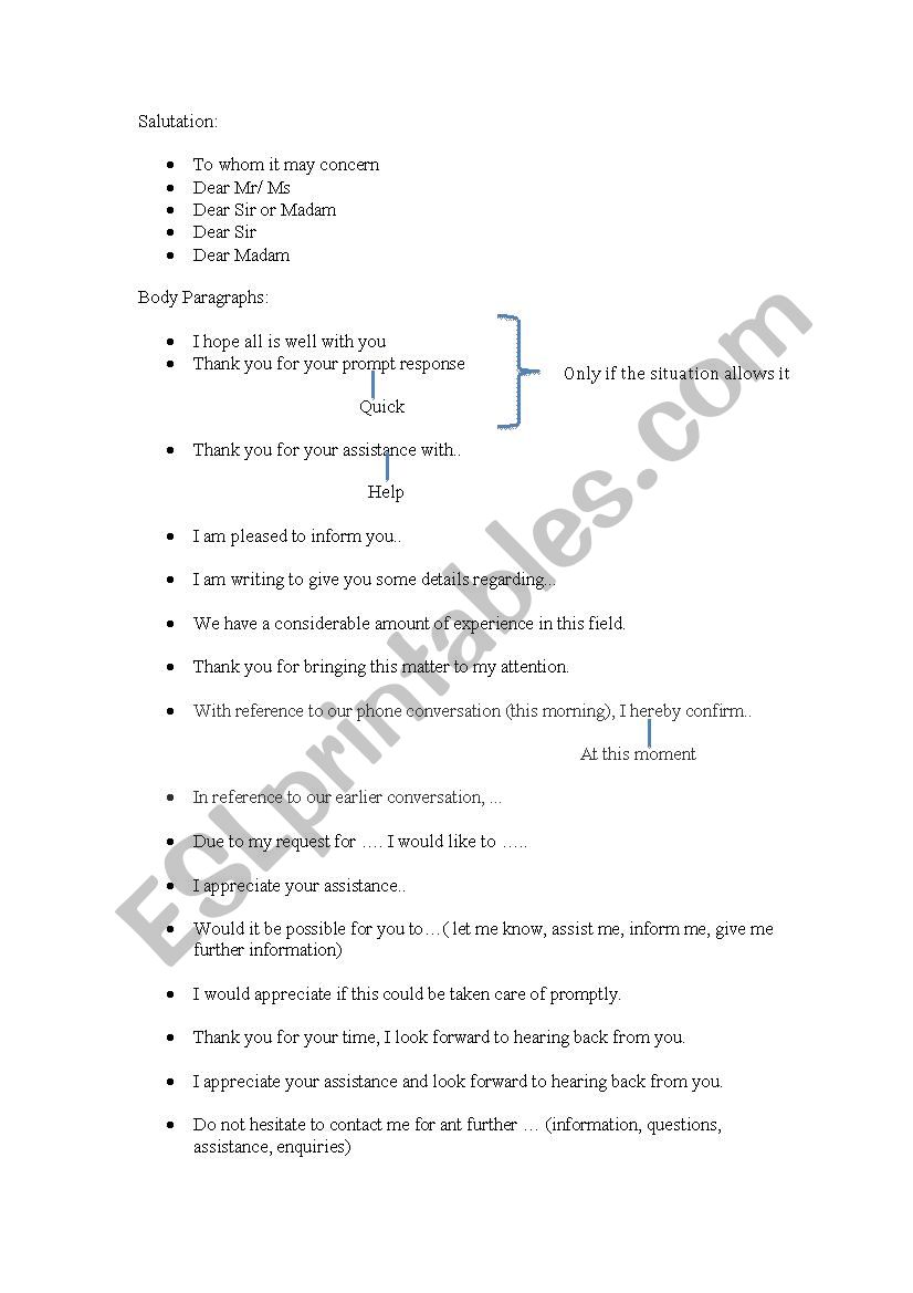 Formal Writing worksheet