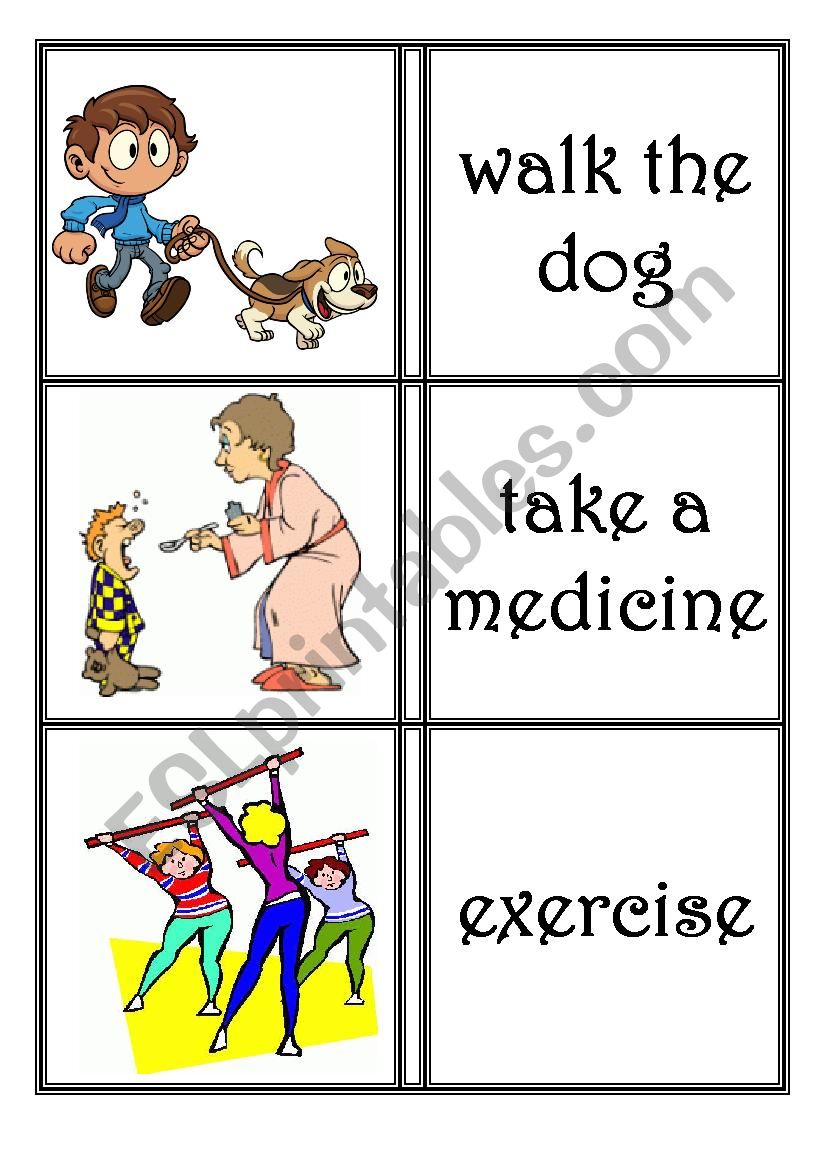 Action verb cards 1 worksheet