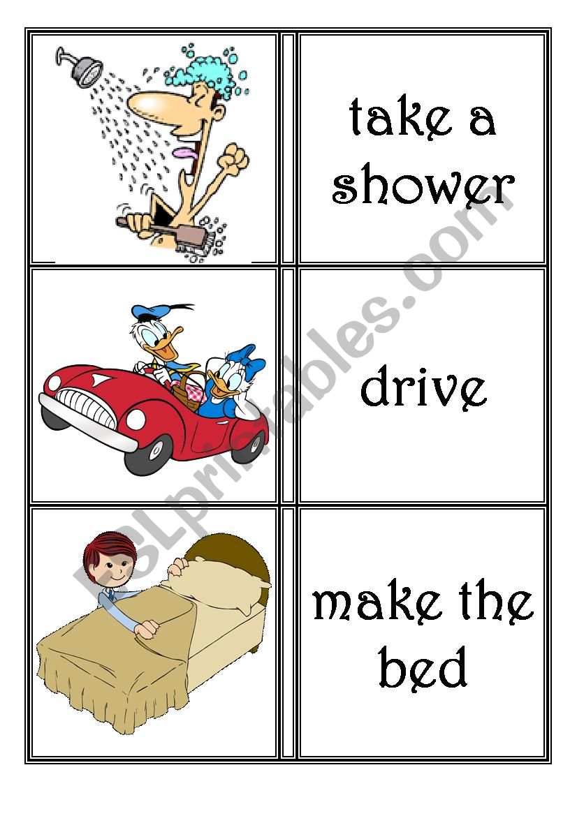 Action verb cards 2 worksheet