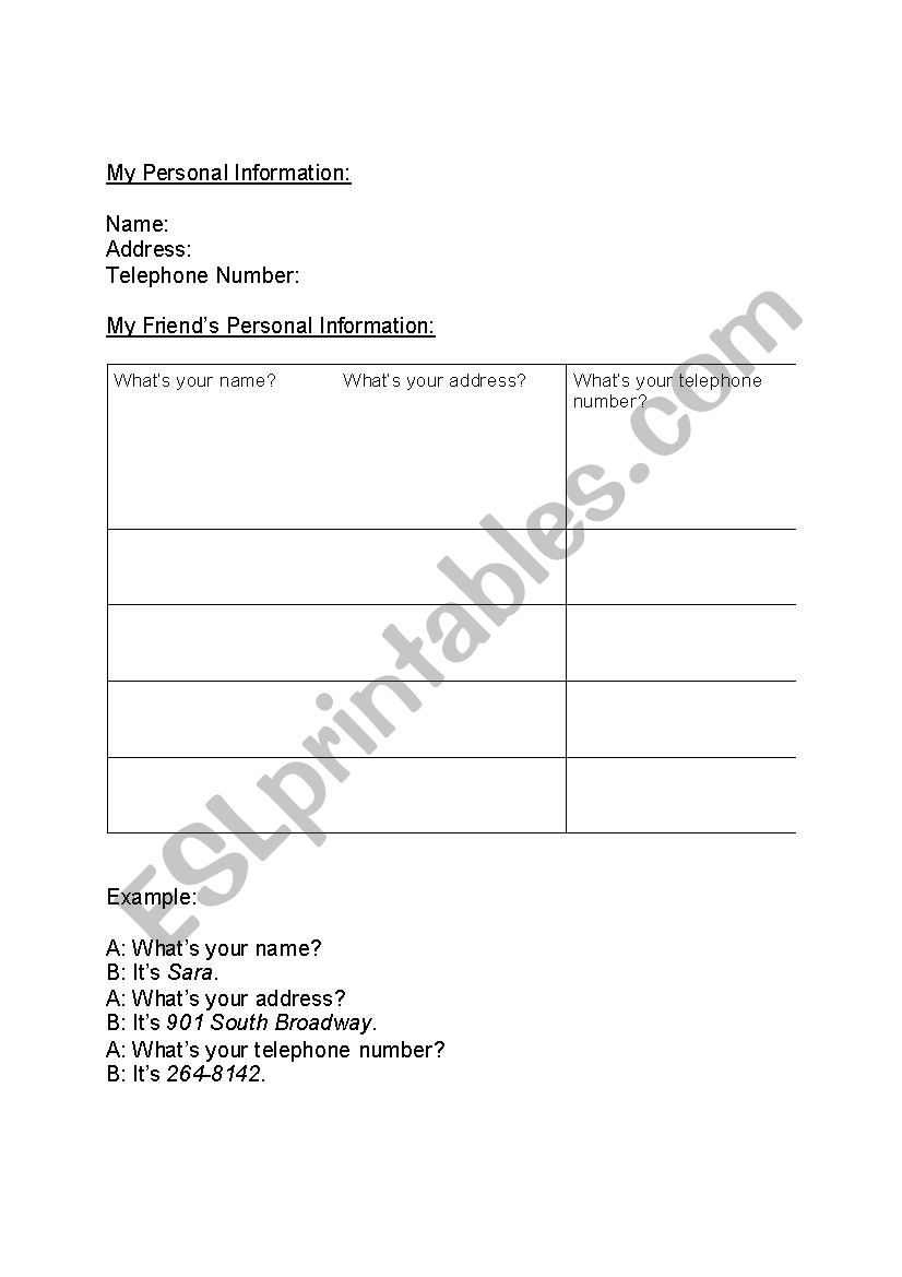 Giving and Getting Personal Information
