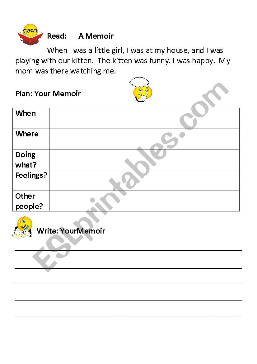 Memoir Writing Guide for Beginners - ESL worksheet by Dmaatta Memoir Writing Guide for Beginners - ESL worksheet by Dmaatta