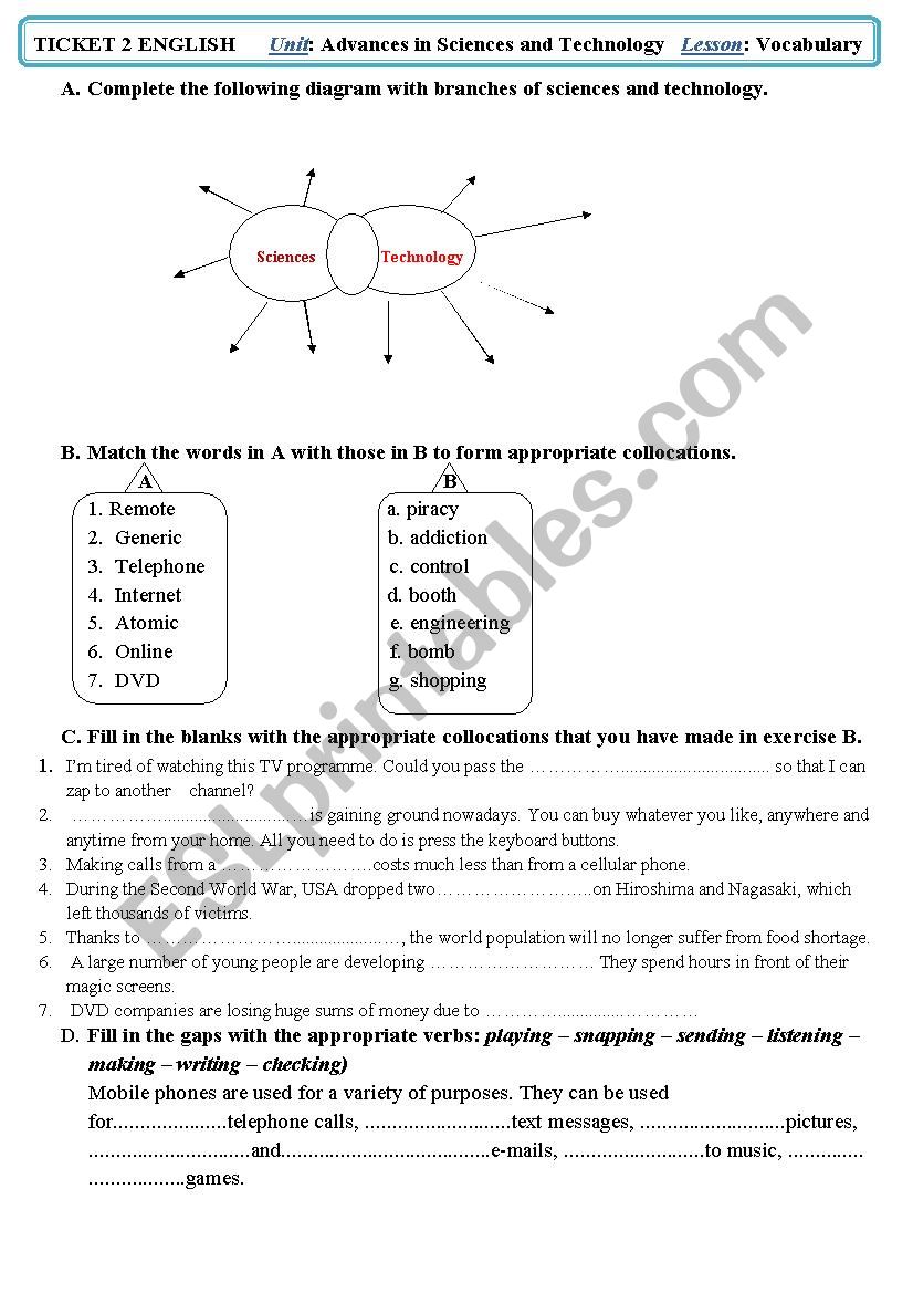 Science & Technology worksheet