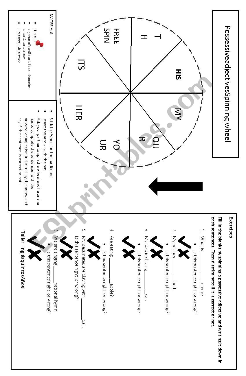 Possessive Adjective spinning wheel