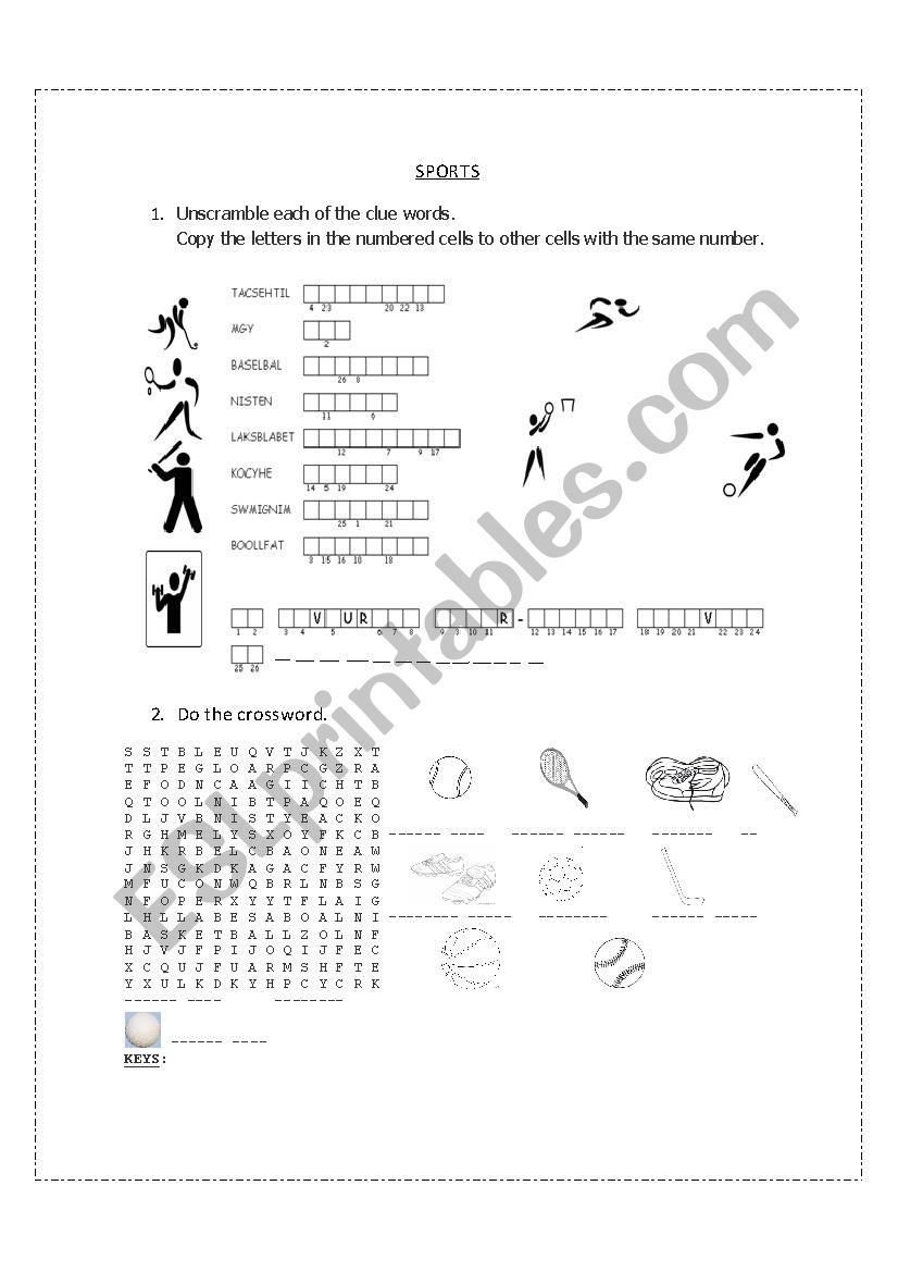 SPORTS worksheet