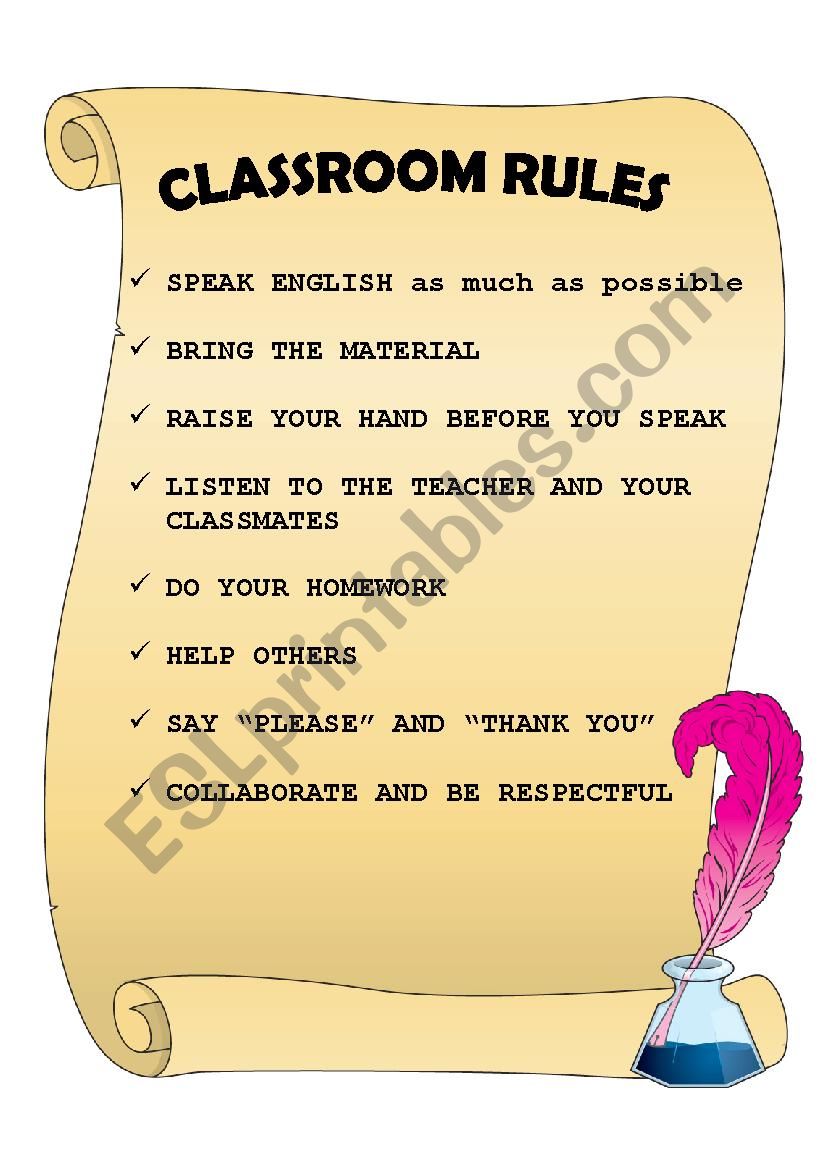 Classroom rules worksheet