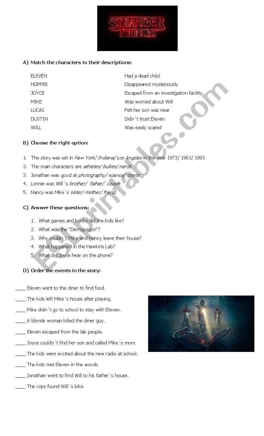 Stranger Things worksheet