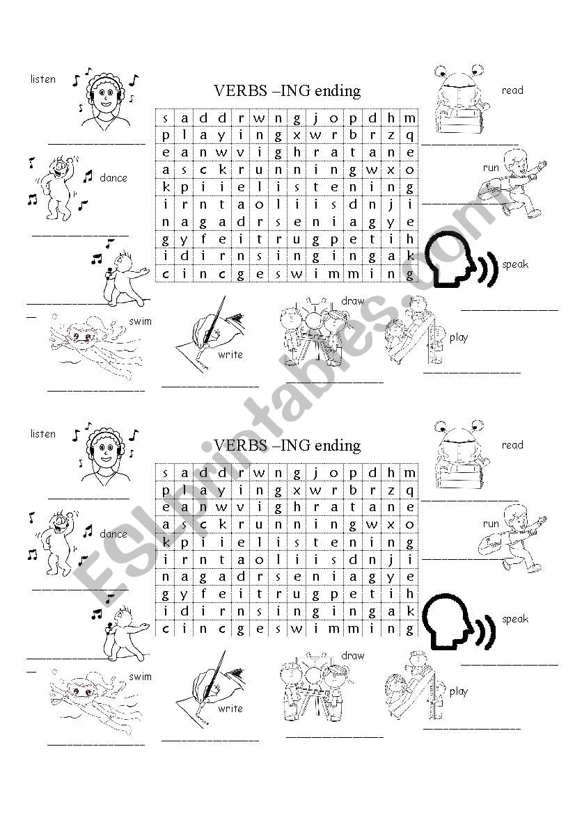 Verbs ING worksheet